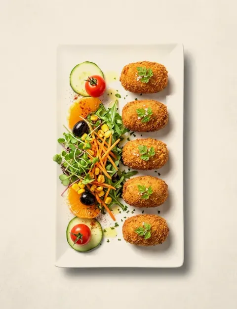 Croquetas de setas con ensalada